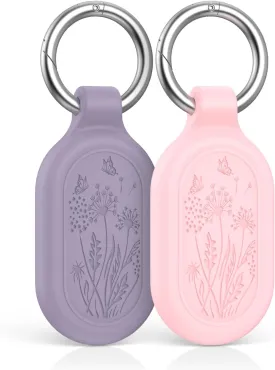 2 Pack for Samsung Galaxy SmartTag2 Case, TUDIOW Waterproof Full Protective Silicone Case Anti-Lost Scratch Resistant Protective Cover for Smart tag2 for Keys Pets Luggage Wallet (Pink&Purple)