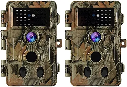 2-Pack No Glow Trail Game Deer Cameras Night Vision 24MP 1296P H.264 Video Motion Activated 0.1S Trigger Time Waterproof for Outdoor Wildlife Hunting and Home Security Surveillance Photo Video Model