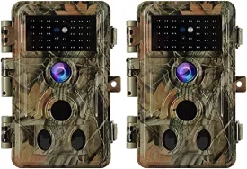 2-Pack No Glow Trail Game Deer Cameras Night Vision 24MP 1296P H.264 Video Motion Activated 0.1S Trigger Time Waterproof for Outdoor Wildlife Hunting and Home Security Surveillance Photo Video Model