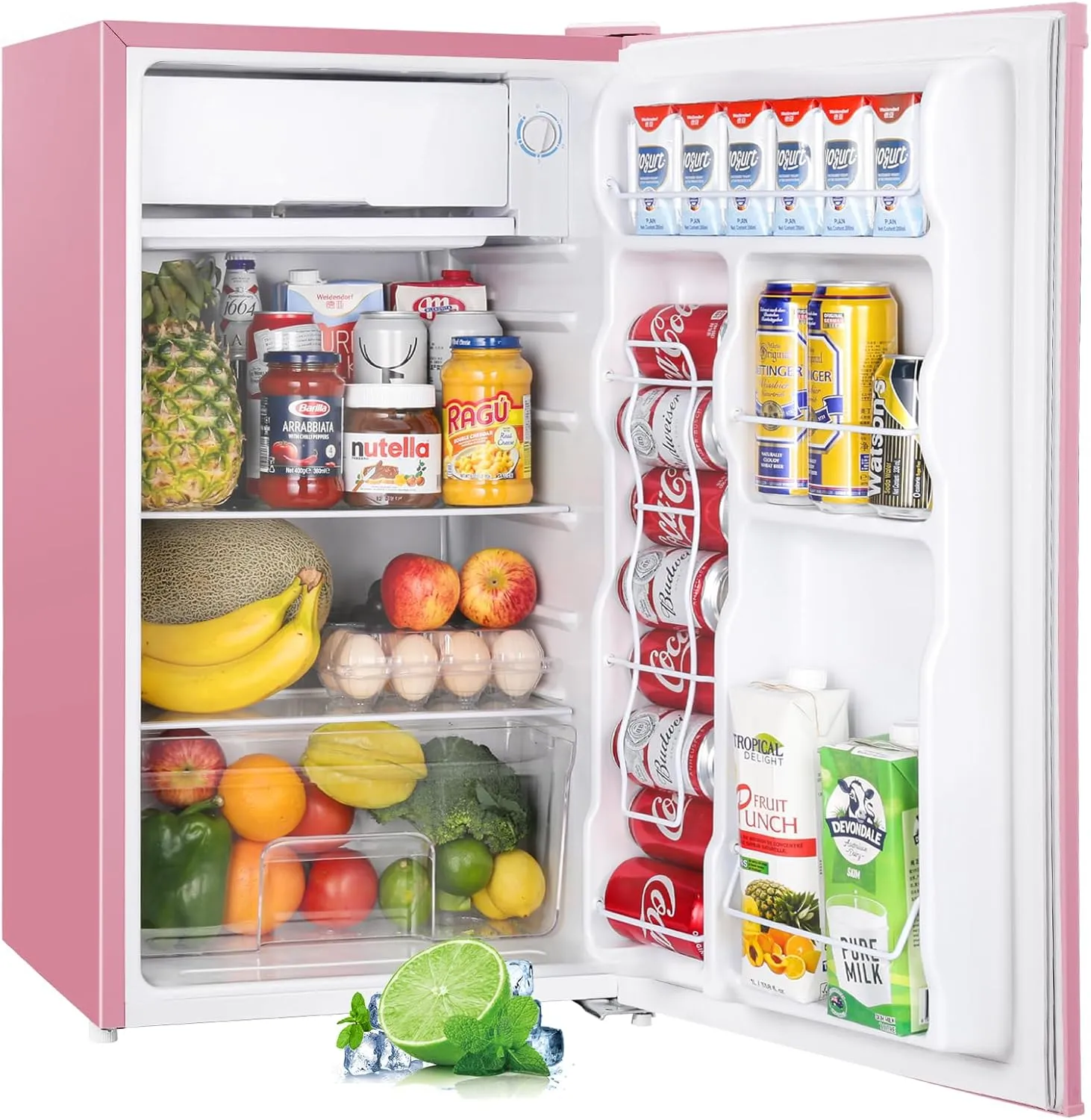 3.2 Cu. Ft. Mini Fridge with Freezer, Adjustable Thermostat, Ideal for Bedroom, Office, Dorm