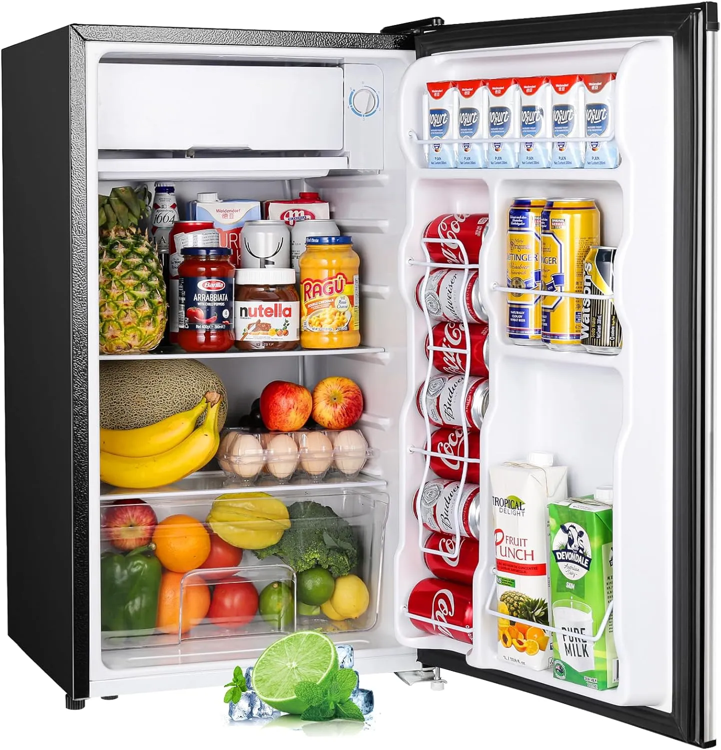 3.2 Cu. Ft. Mini Fridge with Freezer, Adjustable Thermostat, Ideal for Bedroom, Office, Dorm