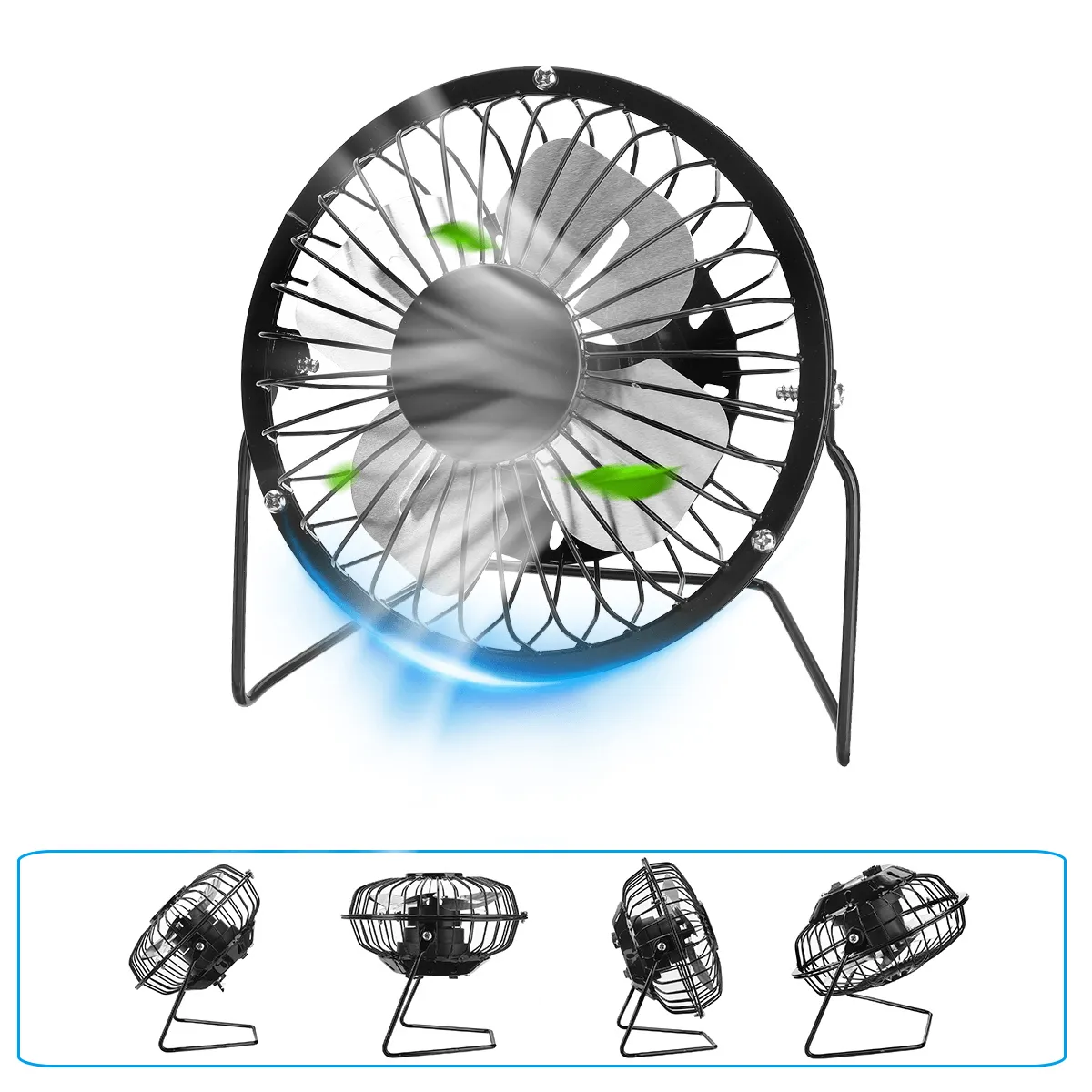 4Inch 5W USB Fan Cooling Conditioning Fan Mini Portable with Solar Panel Outdoor Camping Travel