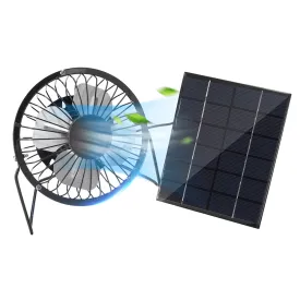 4Inch 5W USB Fan Cooling Conditioning Fan Mini Portable with Solar Panel Outdoor Camping Travel