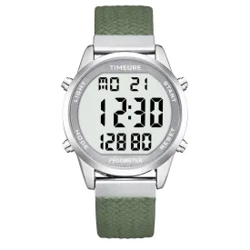 Accurate Pedometer Watch for Men Walking Simple Step Counter Watches Steps Tracker Large Digital Display Waterproof Non Bluetooth TIMEURE-2306 Green