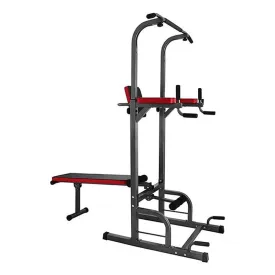 Adjustable All-In-One Pull-Up Bar Tower Dip Station With Foldable Bench Bar E8-6-2
