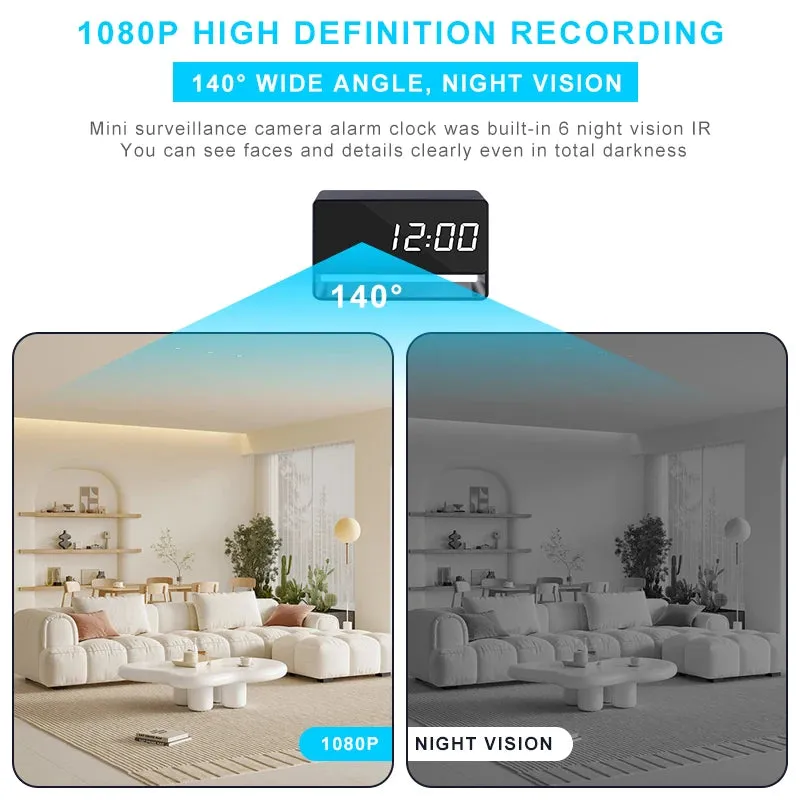 Alarm Clock Home Surveillance Security Camera HD Video CCTV