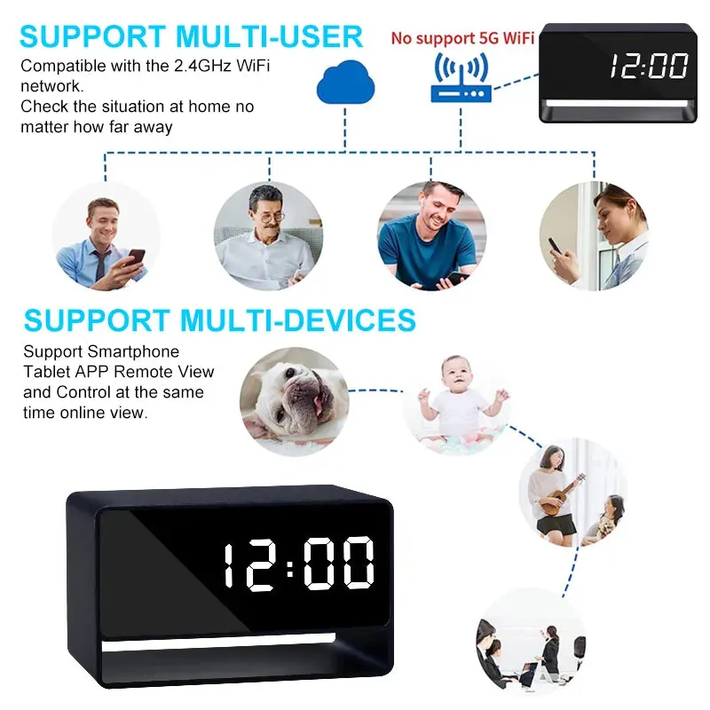 Alarm Clock Home Surveillance Security Camera HD Video CCTV