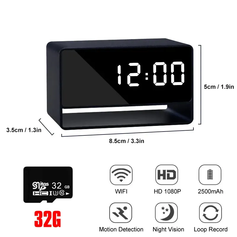 Alarm Clock Home Surveillance Security Camera HD Video CCTV