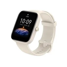 Amazfit Bip 3 Pro Smart Watch: Android & iOS - 4 Satellite Positioning Systems-1.69" Color Display-14-Day Battery Life - 60  Sports Modes-Blood Oxygen Heart Rate Monitor-Water-Resistant, Cream