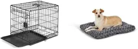 Amazon Basics Metal Dog Crate and Plush Pet Bed Bundle