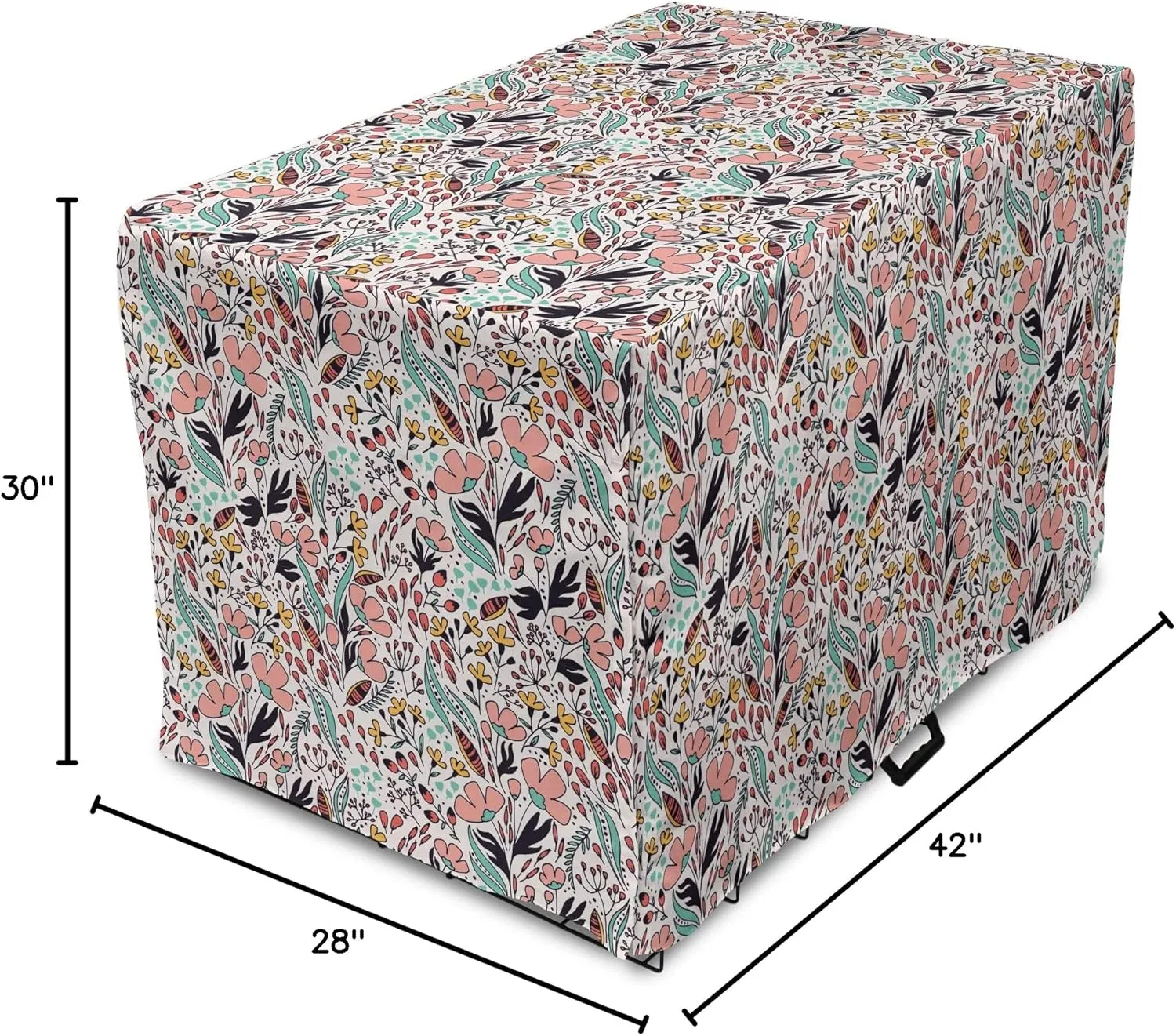 Ambesonne Wildflower Dog Crate Cover, Colorful Romantic Spring Buds Flowers and Leaves Repetition, Easy to Use Pet Kennel Cover for Medium Large Dogs, 42 Inch, Blush Salmon