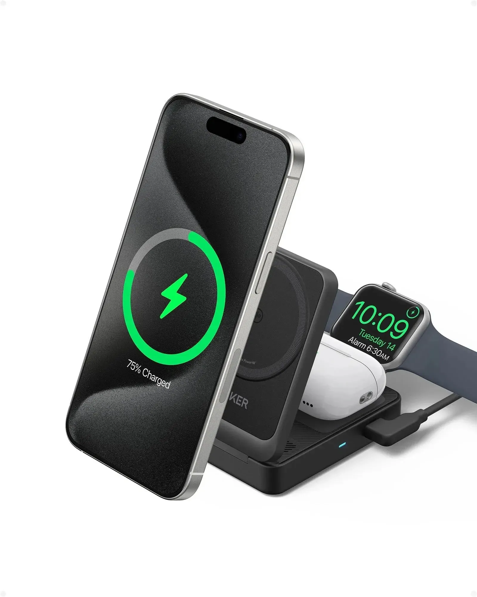 Anker MagGo 15W 3-in-1 Charging Station Qi2 Certified Wireless Charger B2557