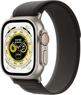 Apple Watch Ultra Cellular (49mm) – Titanium Case with Black & Grey Trail Loop, Small/Medium