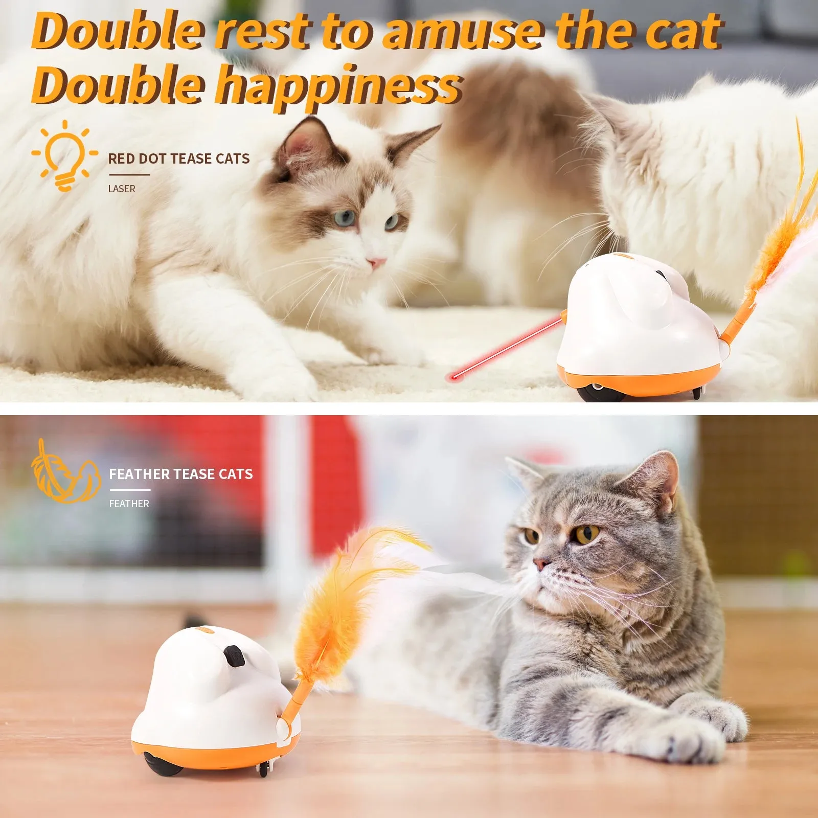 Automatic Sensor Cat Toy with Interactive Feather Teaser