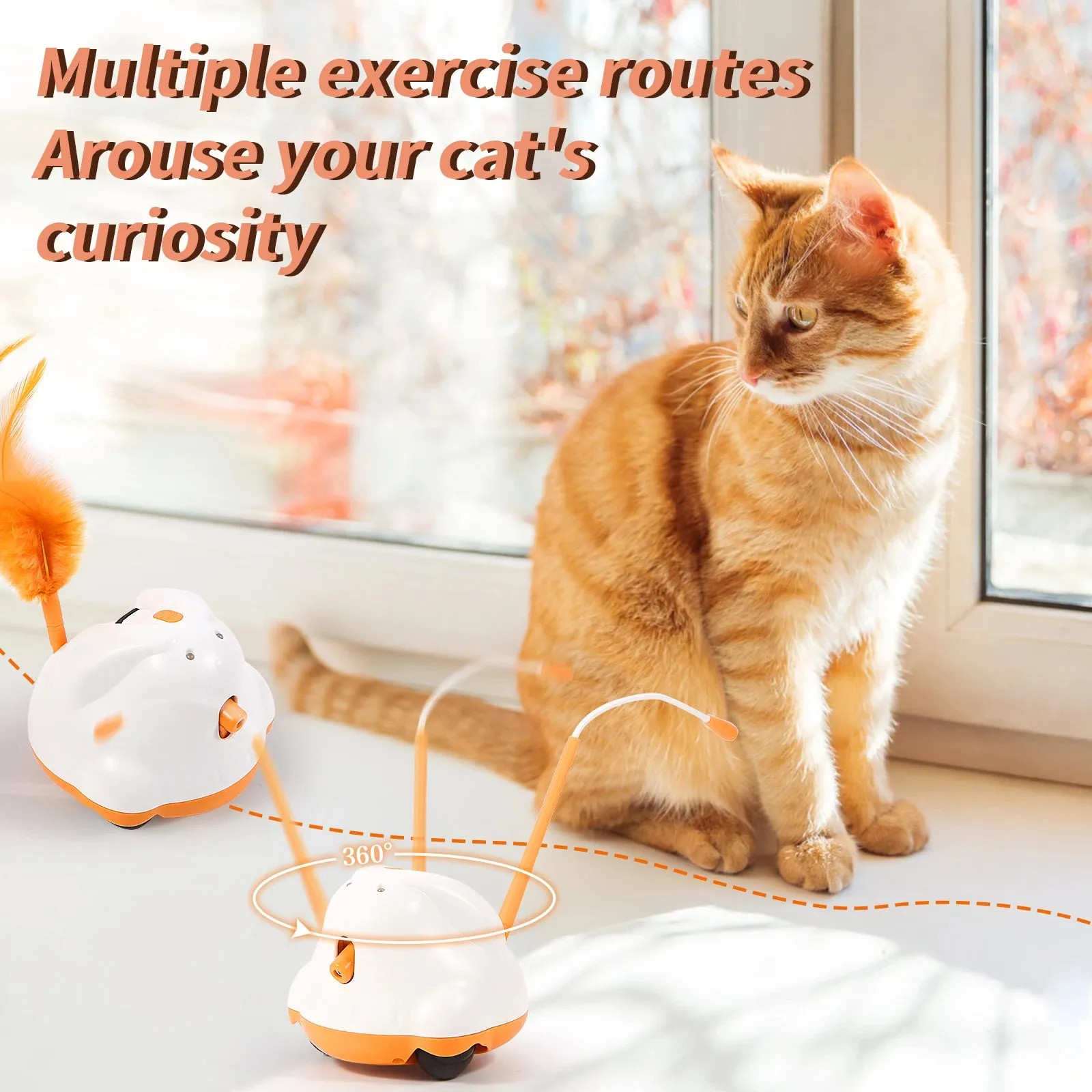 Automatic Sensor Cat Toy with Interactive Feather Teaser