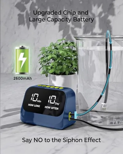 Automatic Watering System for Potted Plants, DIY Drip Irrigation Kit with Smart Timer, Waterproof LED Display & Large Capacity Battery, Precise Distribution of Water