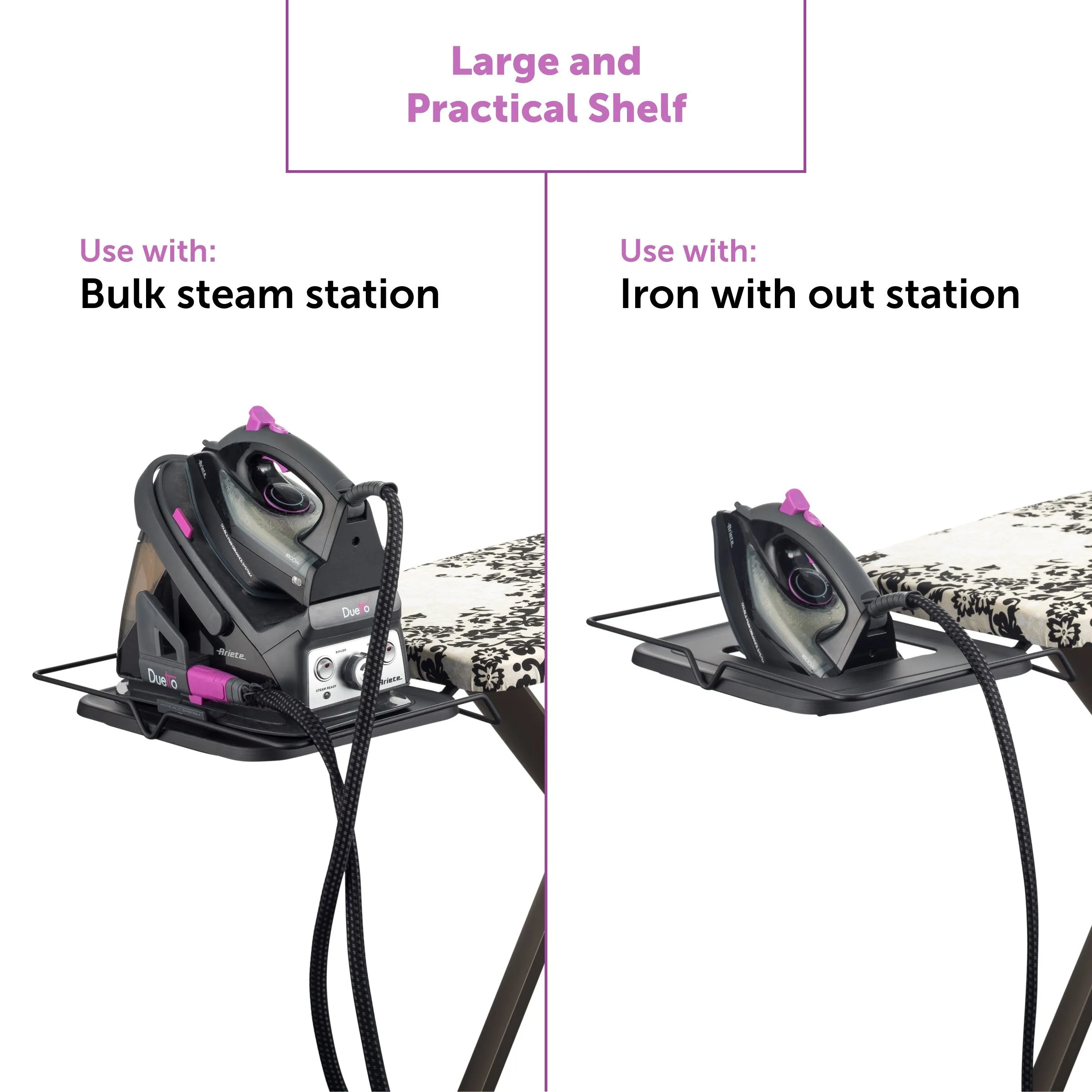 Bartnelli Pro Luxury Ironing Board - Extra Wide 51x19” Steam Iron Rest, Adjustable Height, T-Leg Foldable, European Made
