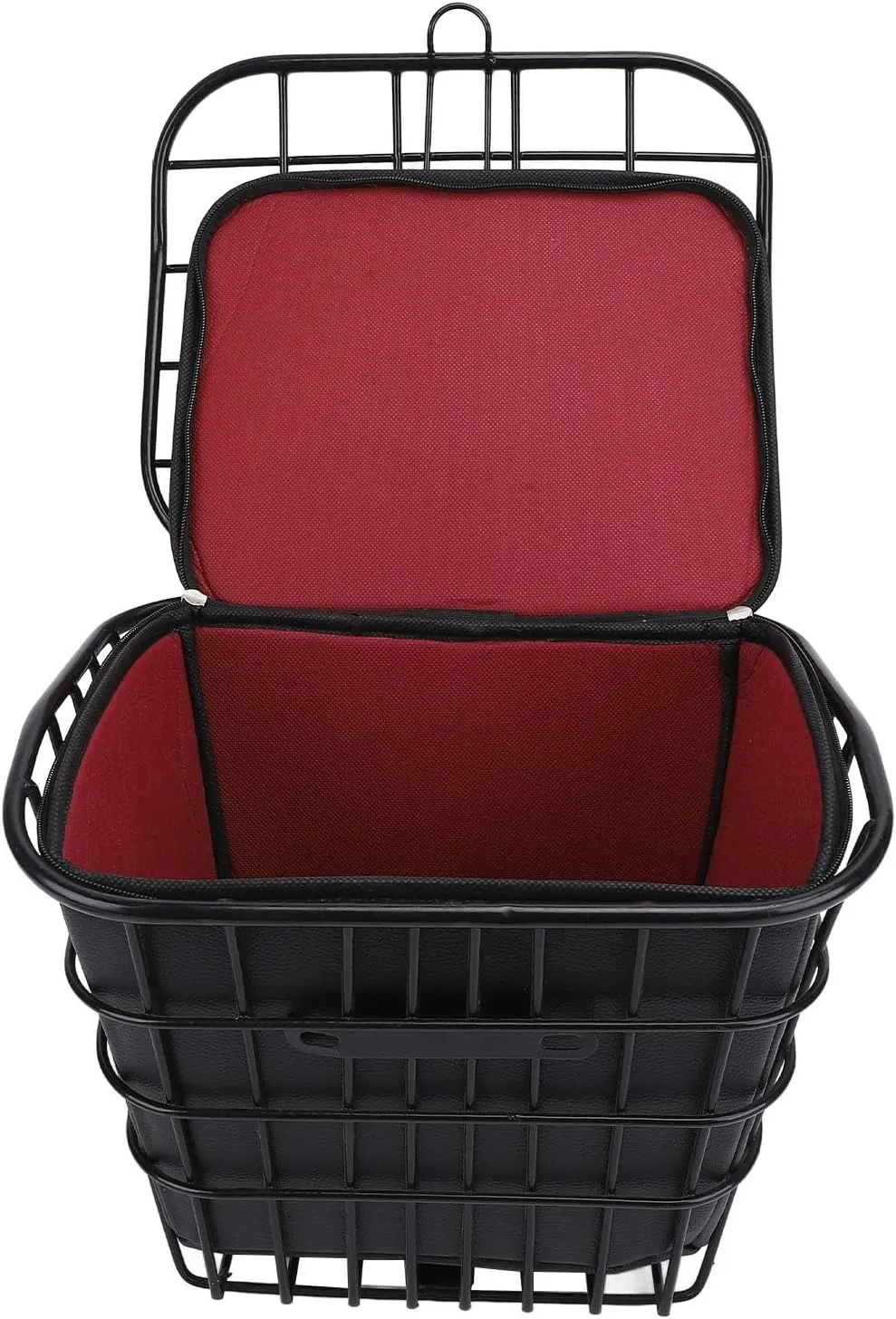 Basket, 34x31x29cm Electric Scooter Basket with Removable Black Liner Bag, Waterproof Metal Front Storage Basket for Mountain Bike, Dogs, Pets, Fruit Grocery