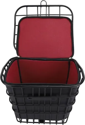 Basket, 34x31x29cm Electric Scooter Basket with Removable Black Liner Bag, Waterproof Metal Front Storage Basket for Mountain Bike, Dogs, Pets, Fruit Grocery