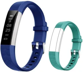 BIGGERFIVE Kids Fitness Tracker Watch for Girls Boys, Waterproof Slim Activity Tracker with Pedometer, Calorie Counter, Sleep Monitor, Silent Alarm Clock Blue/Green