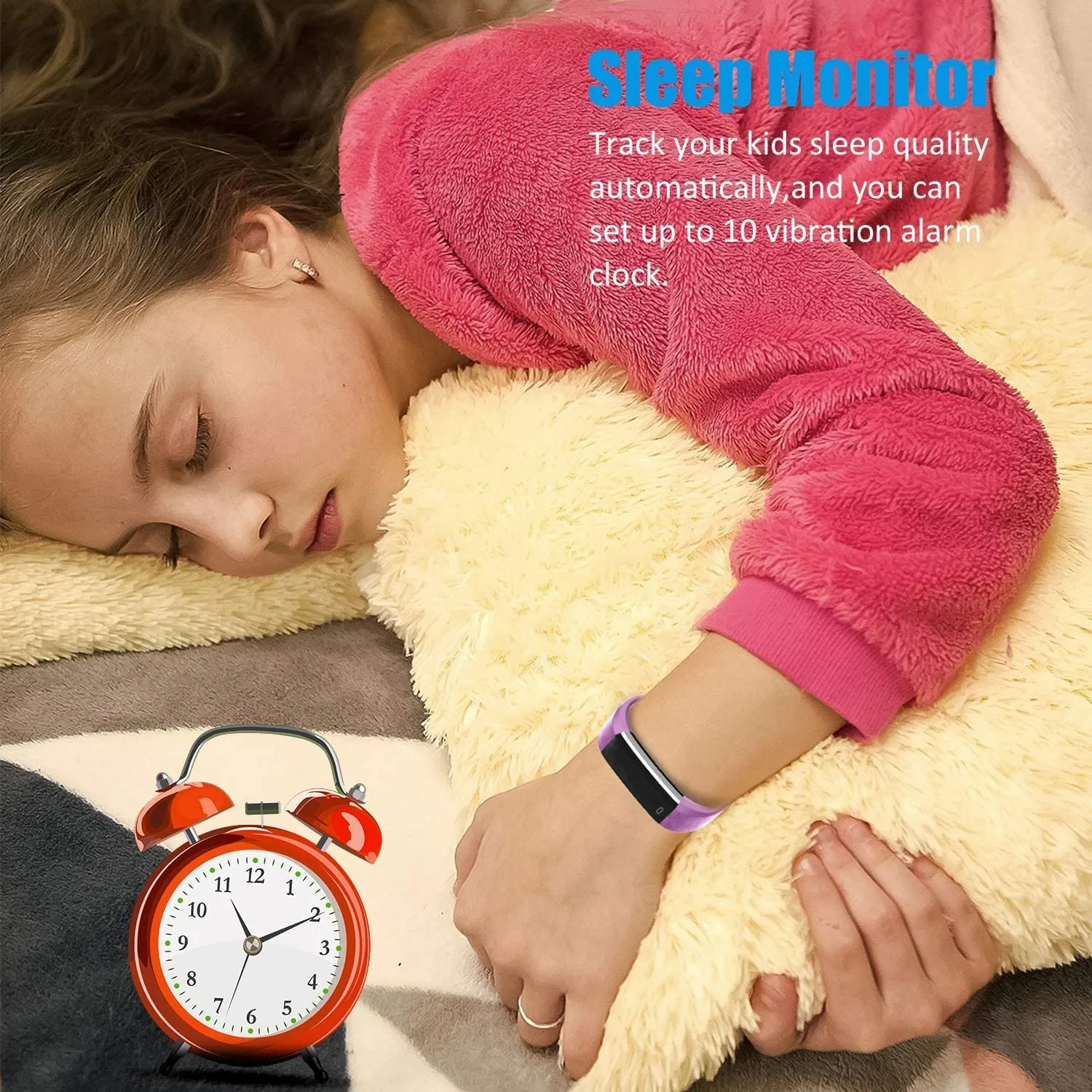 BIGGERFIVE Kids Fitness Tracker Watch for Girls Boys, Waterproof Slim Activity Tracker with Pedometer, Calorie Counter, Sleep Monitor, Silent Alarm Clock Blue/Green