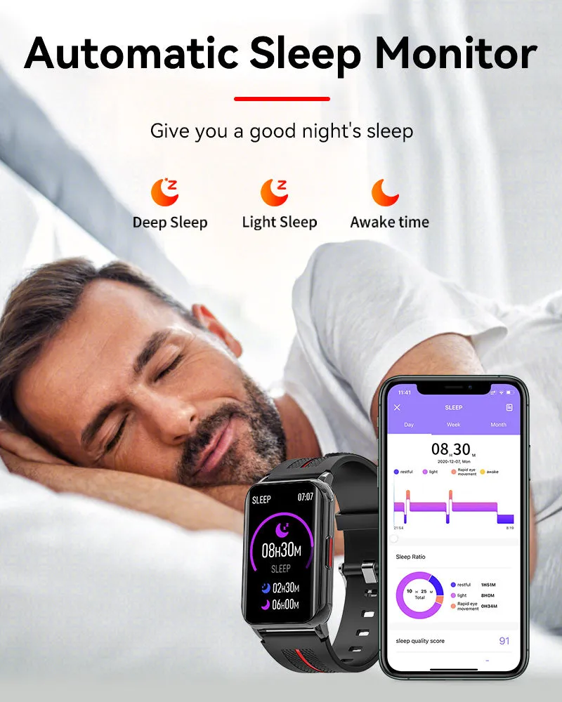 Carkira HT26 2022 Men Ladies Smart Watch, IP67 Waterproof Fitness Tracker Watch with Sleep Heart Rate Black