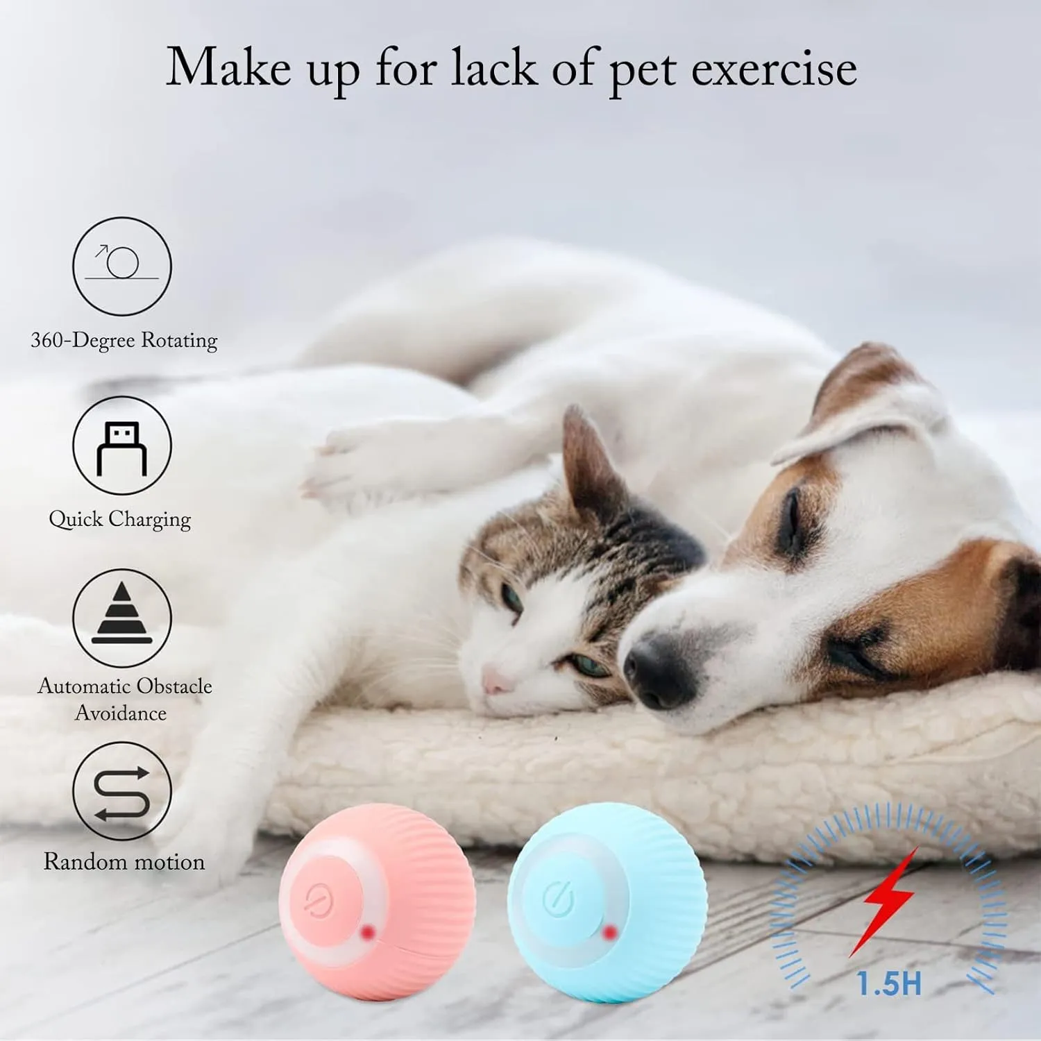Cat Ball Toy, Interactive Cat Toys, Automatic Motion Activated Moving Ball Hide and Seek Game for Indoor ExerciseGifts for Kittens