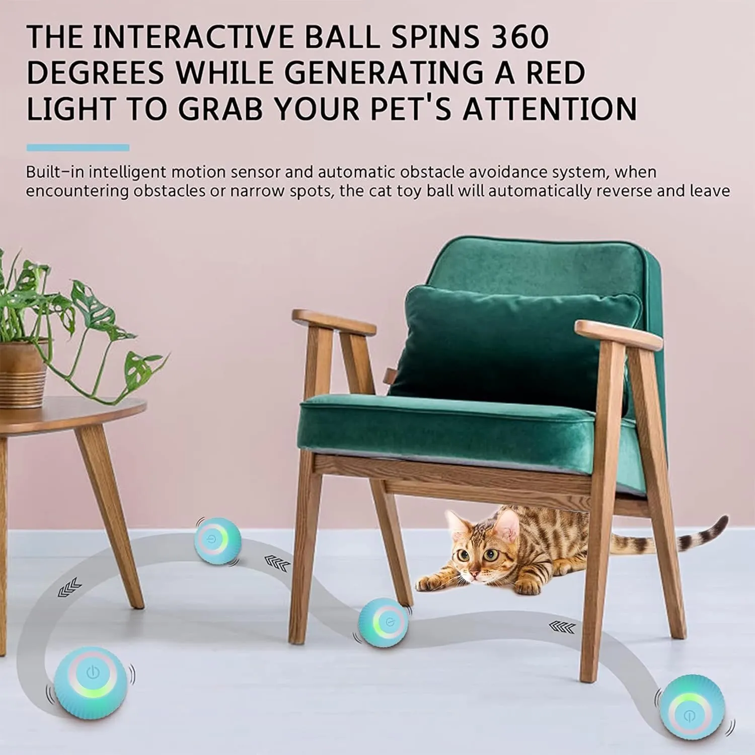 Cat Ball Toy, Interactive Cat Toys, Automatic Motion Activated Moving Ball Hide and Seek Game for Indoor ExerciseGifts for Kittens