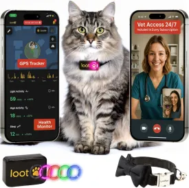 Cat Tracker Collar  Real-Time GPS Tracker for Cats - Lightweight and Waterproof  24/7 Vet Care Included - Activity Monitoring  Fits Most Collars & Harnesses