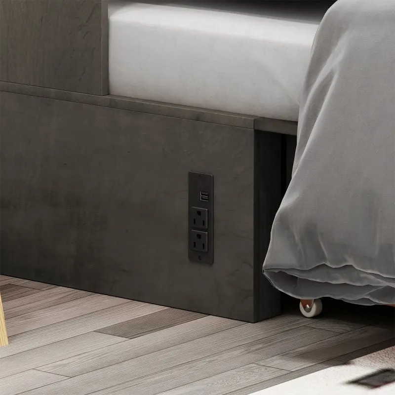 Cecer Multifunctional Murphy Bed Cabinet with USB Charging Station