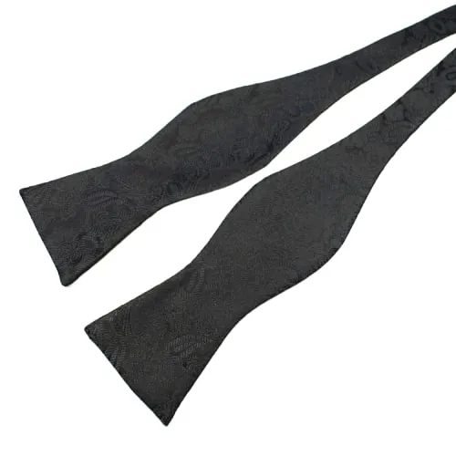 Classy Men Black Paisley Silk Self-Tie Bow Tie
