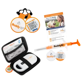 Complete Bundle: Microchip Complete Protection System with Pocket Hero Reader and Silent Collar Tag by BuddyID