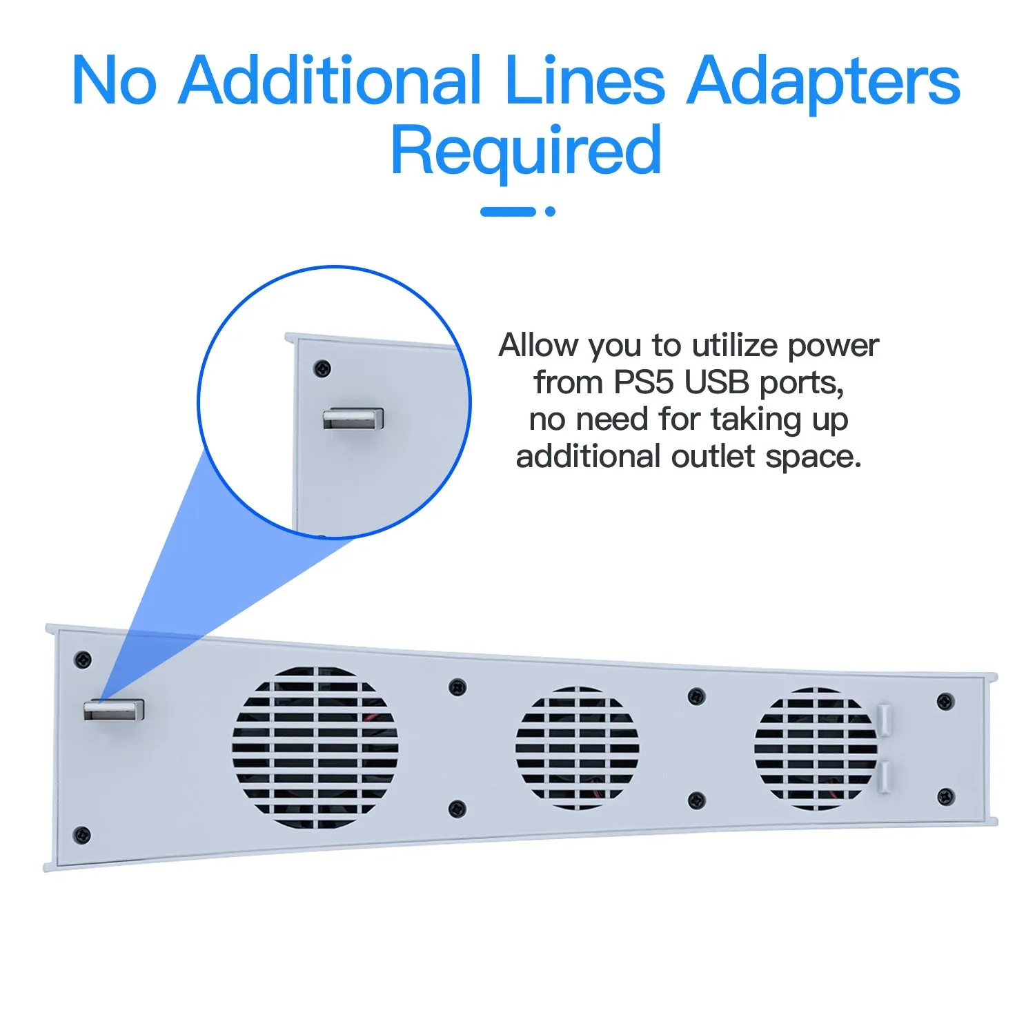Cooling Stand Vertical Stand for PS5 DE/UHD with 3 Cooling Fan-White
