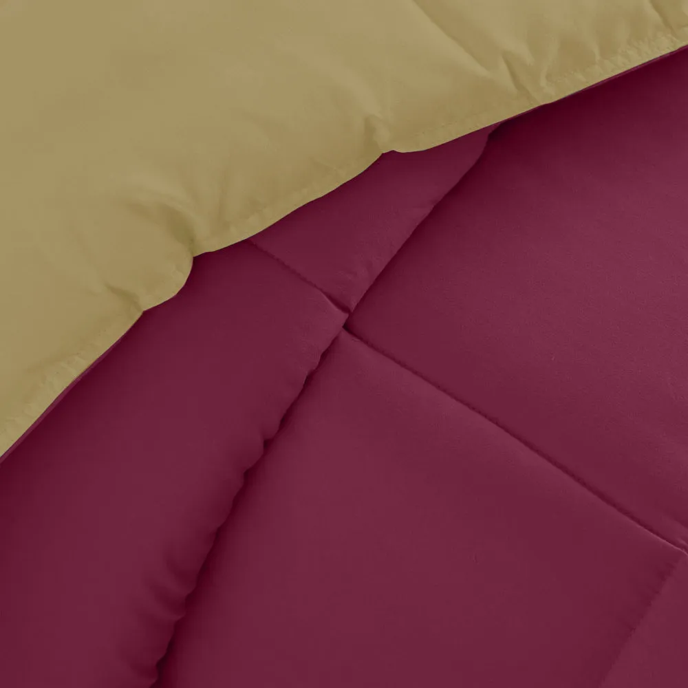 Cotton Home Adult 3-piece Set Reversible Comforter Dark Bordo
