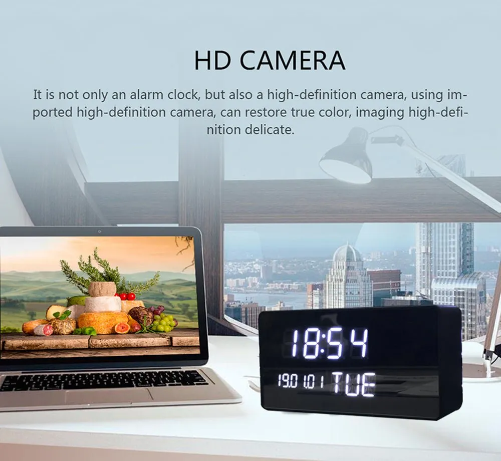 CRONY C1 Tuya App clock 1080P HD Wireless Camera APP Smart WIFI Wireless Motion Detection Hidden Alarm Clock Camera 1080P