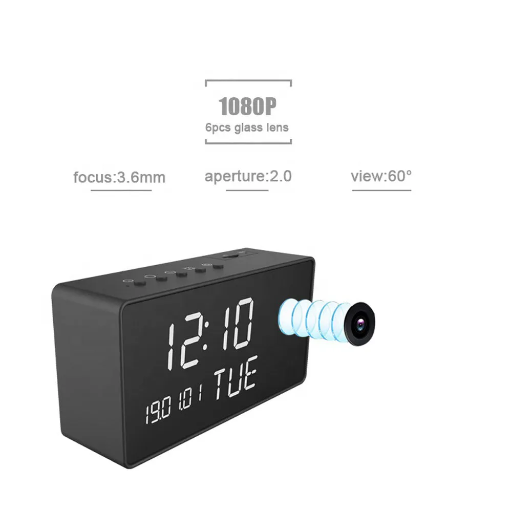 CRONY C1 Tuya App clock 1080P HD Wireless Camera APP Smart WIFI Wireless Motion Detection Hidden Alarm Clock Camera 1080P