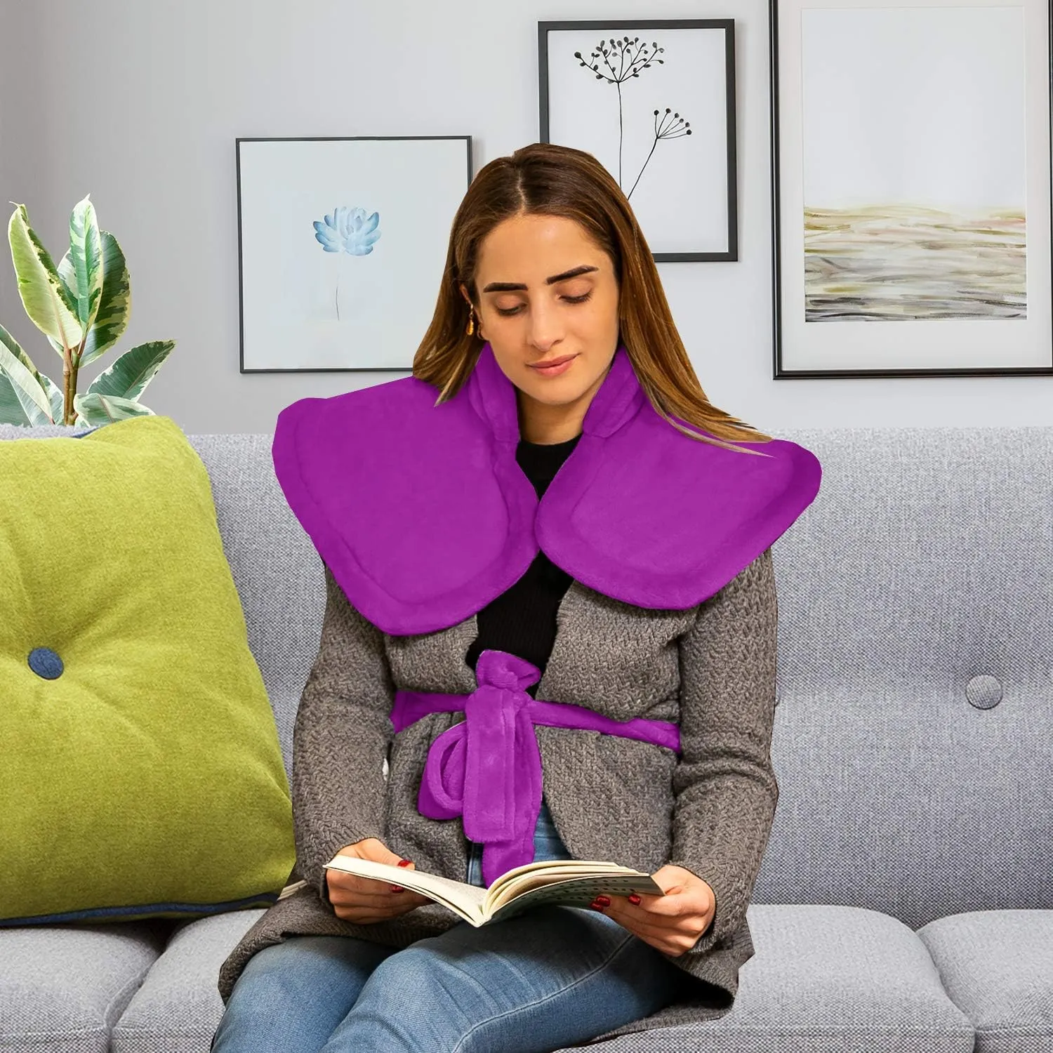 Cure Choice Extra Large Heating Pad for Neck and Shoulders and Back, Weighted Heating Pad for Back Pain Relief, Ultra Soft Neck Heating Pad 10 Heat Settings, 2H Auto-Off, 24" x 36" Magenta