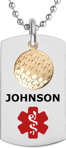 Divoti Deep Custom Laser Engraved PVD Ball Dangle Charm Medical Alert Necklace for Men/Women, Medical ID Necklace, Medical Dog Tag and (24/28 in) Chain w/Free Engraving