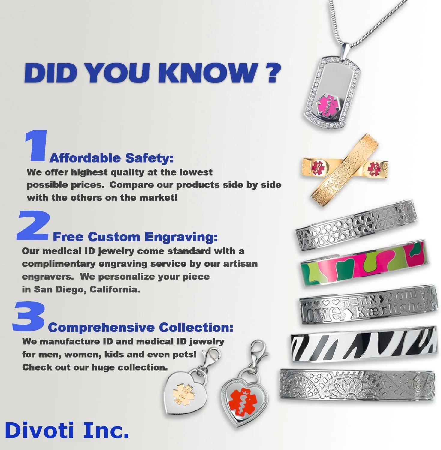 Divoti Deep Custom Laser Engraved PVD Ball Dangle Charm Medical Alert Necklace for Men/Women, Medical ID Necklace, Medical Dog Tag and (24/28 in) Chain w/Free Engraving