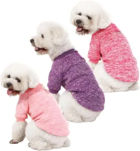 Dog Sweater, Dog Sweaters for Small Dogs, 2, 3 Pack Warm Soft Pet Clothes for Puppy, Medium Large Cat, Dogs Girl or Boy, Dog Shirt for Winter Christmas (Buckle Pink Purple HotPink, Small)