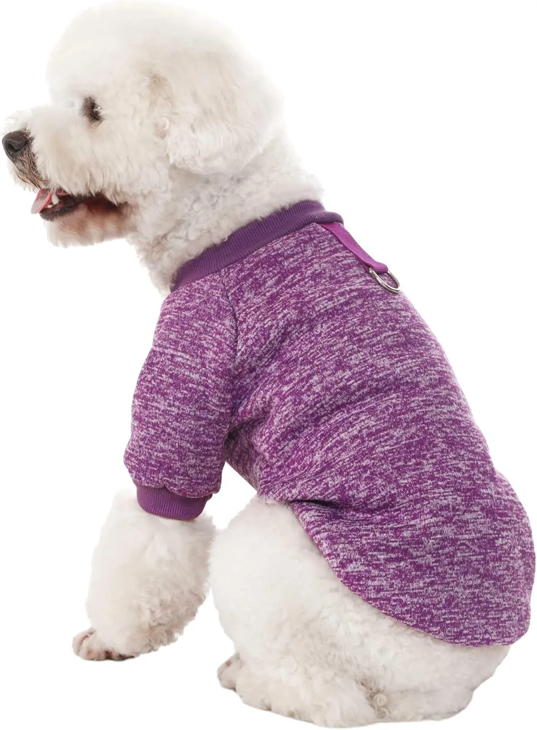 Dog Sweater, Dog Sweaters for Small Dogs, 2, 3 Pack Warm Soft Pet Clothes for Puppy, Medium Large Cat, Dogs Girl or Boy, Dog Shirt for Winter Christmas (Buckle Pink Purple HotPink, Small)