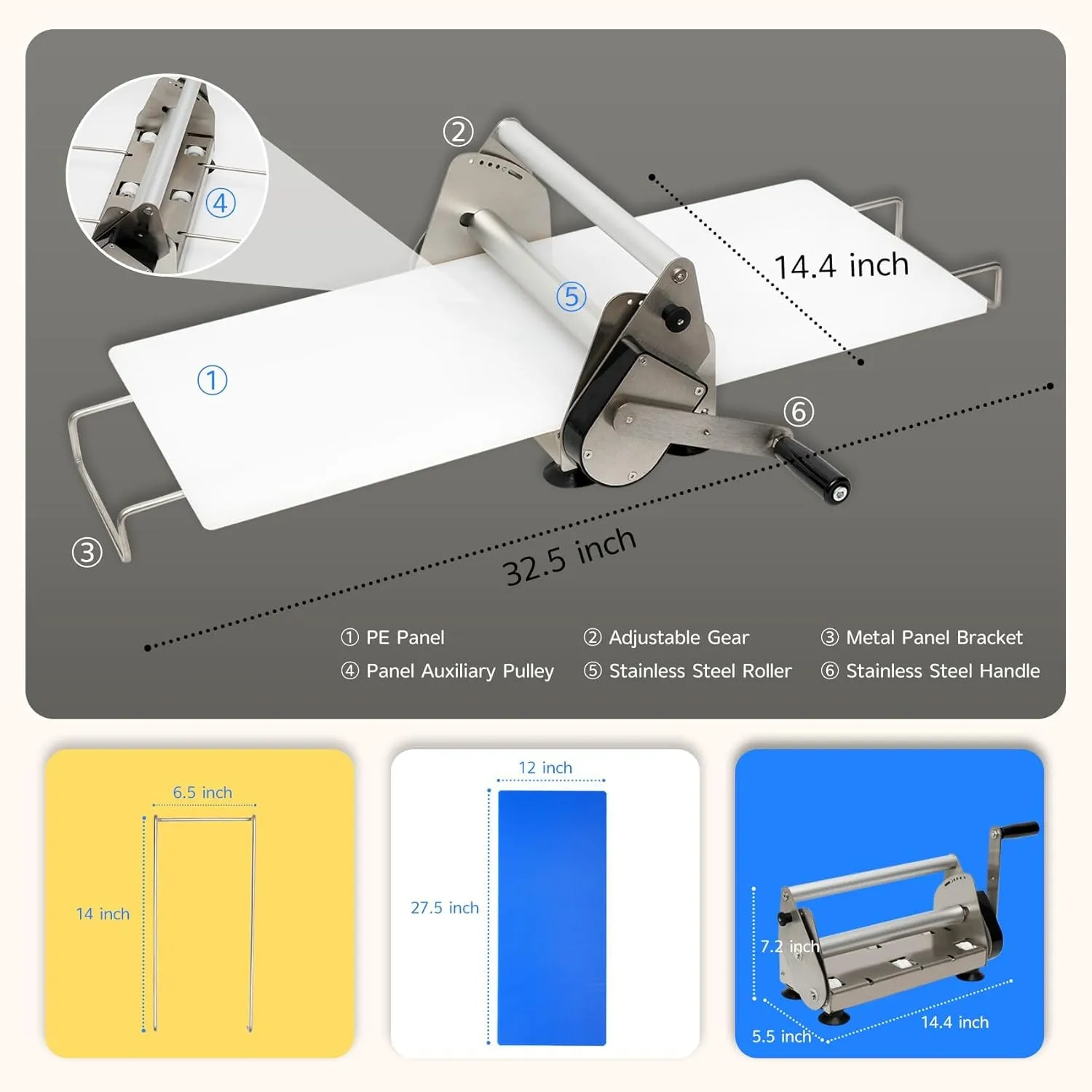 Dough Sheeter Machine for Home, 12IN Compact Dough Sheeter with 2 Sheeter Board, Manual Dough Sheeter Machine for HOME,
