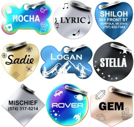 Dr. Fremont's Stainless Steel Custom Pet ID Personalized Engraved Identification Cat and Dog Tags with Custom Text, Many Shapes Including Bone, Heart, Circle (Rose Gold Stainless Steel, Large Circle)