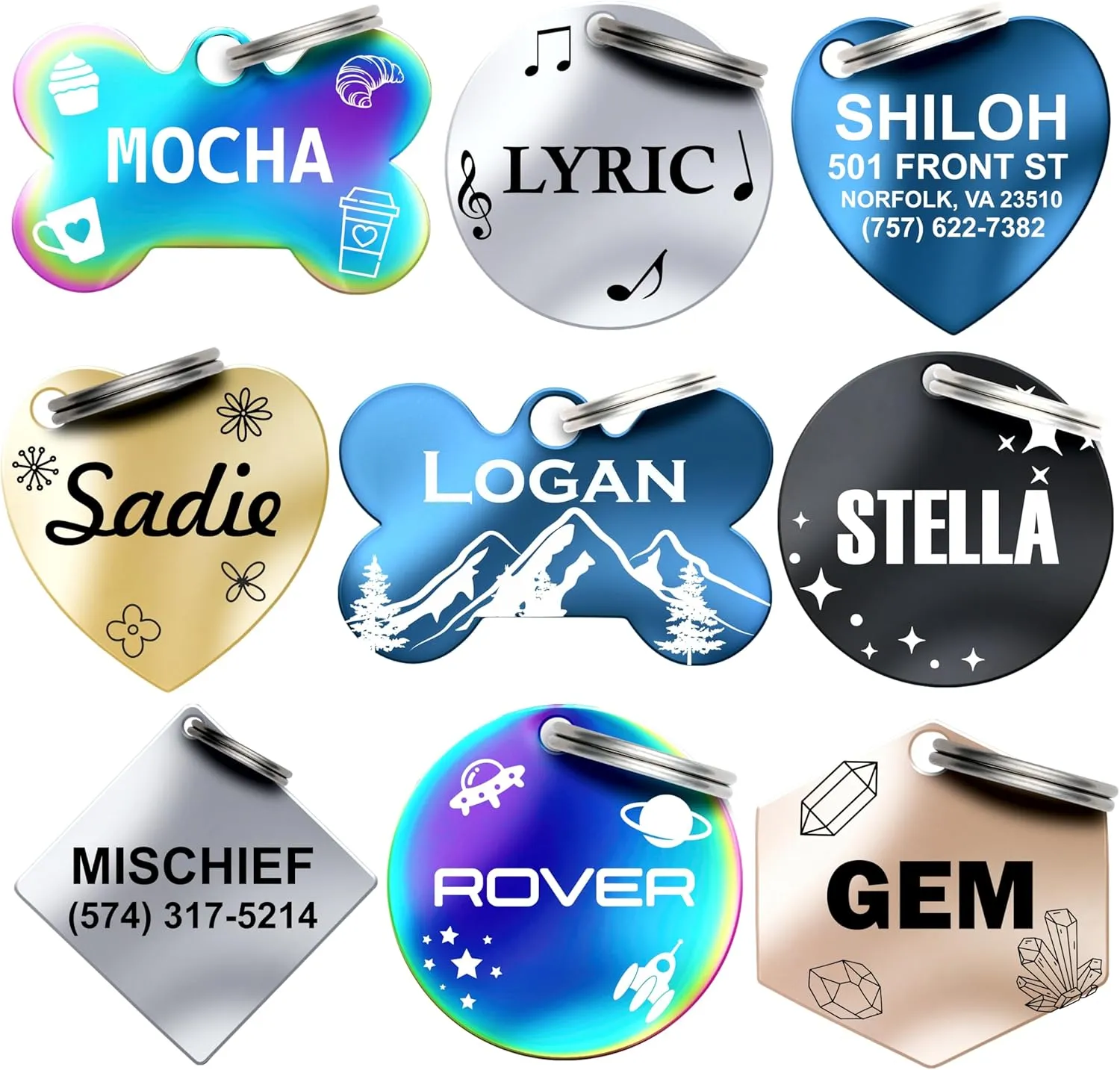 Dr. Fremont's Stainless Steel Custom Pet ID Personalized Engraved Identification Cat and Dog Tags with Custom Text, Many Shapes Including Bone, Heart, Circle (Rose Gold Stainless Steel, Large Circle)