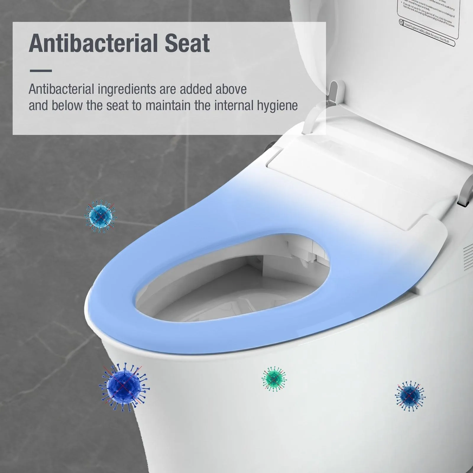 Electronic Smart One Piece Toilet Bidet with Heated Seat, Off-Seat Auto Flushing and Dryer, Self-Cleaning Nozzle, LED Night Light