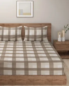 Elke Cotton Fitted Double Bedsheet with 2 Pillow Covers | Multiple Colors | Double Fitted Size | 72 x 78 Inches