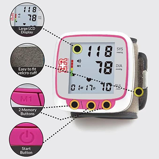 Ever Ready First Aid Fully Automatic Blood Pressure Wrist Cuff Wearable Monitor - Batteries Included