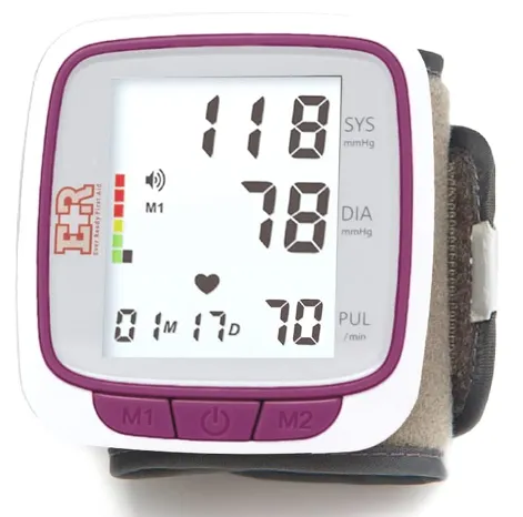 Ever Ready First Aid Fully Automatic Blood Pressure Wrist Cuff Wearable Monitor - Batteries Included