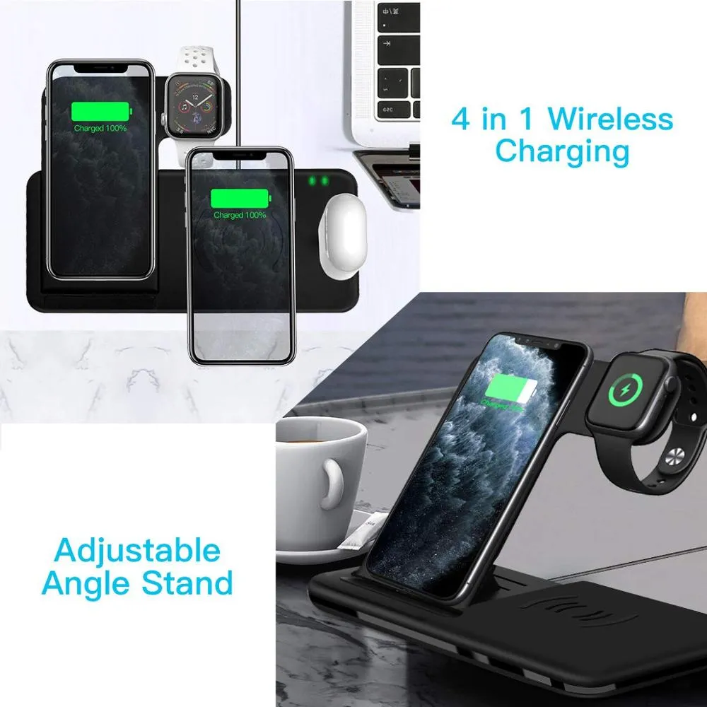 Fast Wireless iPhone Apple Watch 4 in 1 Foldable Charging Dock Station