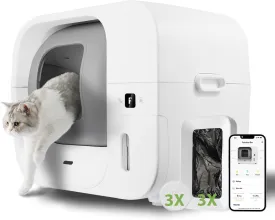 Furbulous True Odor-Free Automatic Self-Cleaning Cat Litter Box, Extra Large for 322 lbs Cats, Smart APP Control, Self-Pack & Refill System, 3 Waste Bags Included, Upgraded Model - White